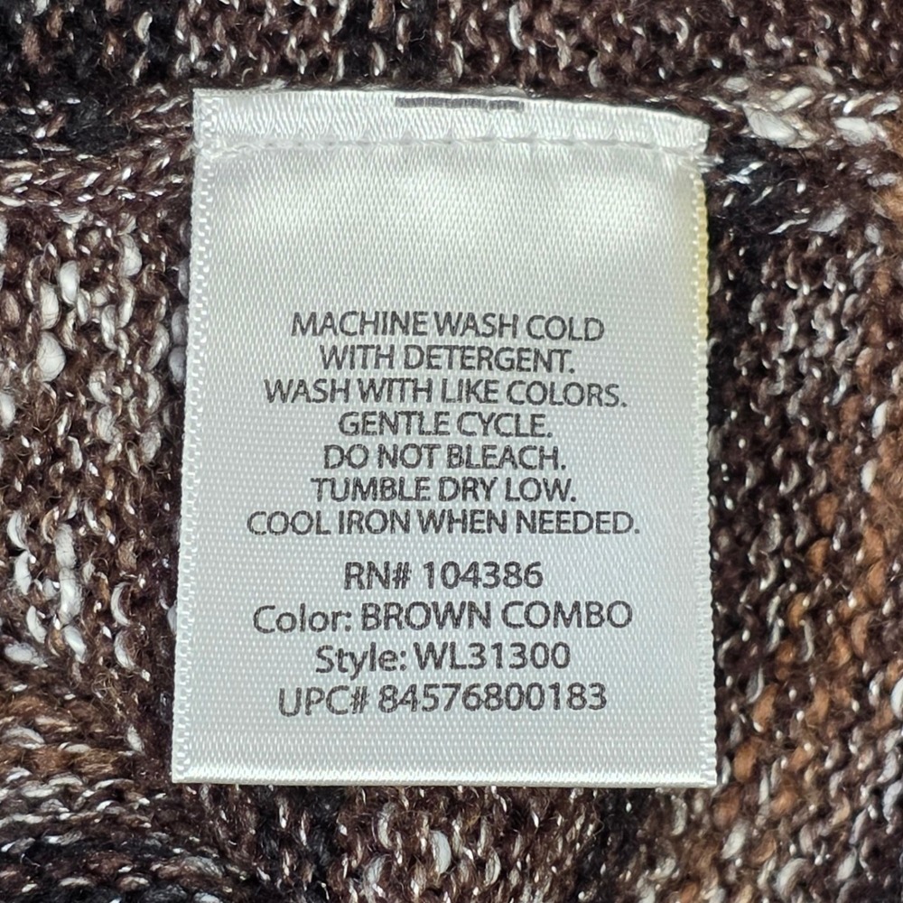 White Stag Shawl Collar Button Cardigan Sweater Women's Size L 12-14 Brown Combo - Picture 4 of 7